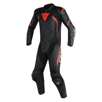 DAINESE bőroverál, 2 részes - AVRO D2 2PCS BLACK/BLACK/RED-FLUO